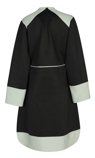 Women's Warm Black And Grey Contrasted Short Tunic - EastEssence.com