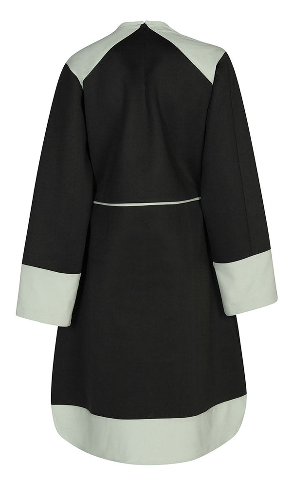 Women's Warm Black And Grey Contrasted Short Tunic - EastEssence.com