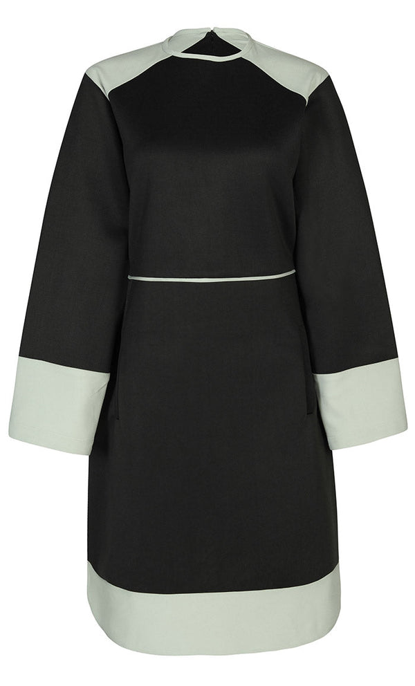 Women's Warm Black And Grey Contrasted Short Tunic - EastEssence.com