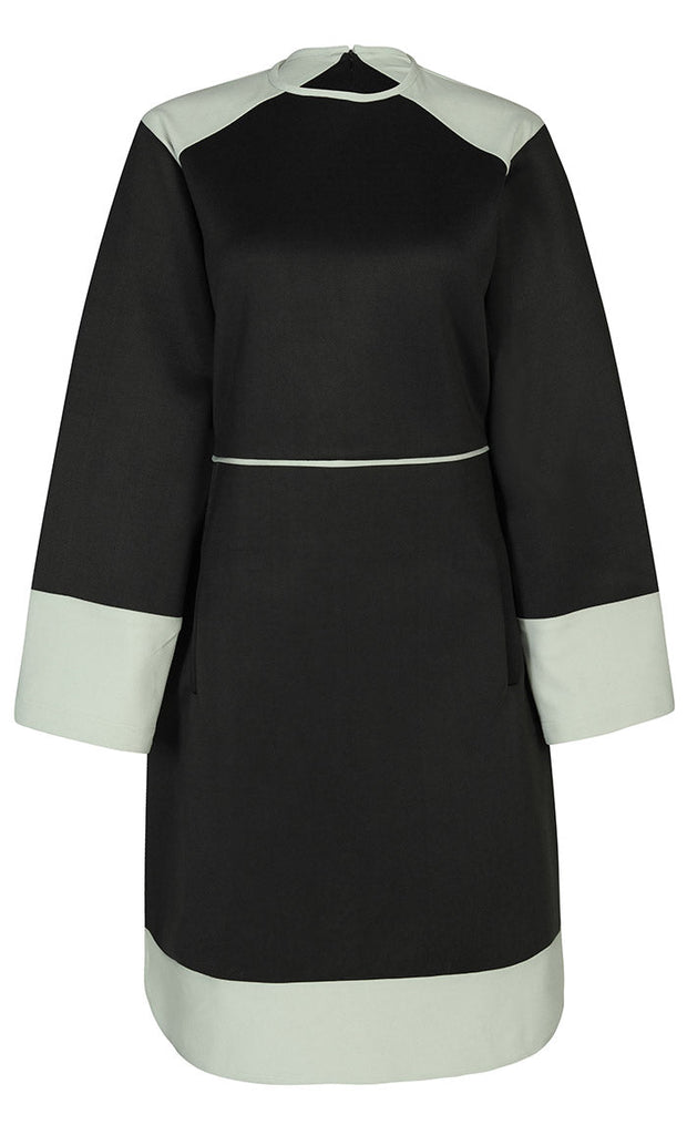 Women's Warm Black And Grey Contrasted Short Tunic - EastEssence.com