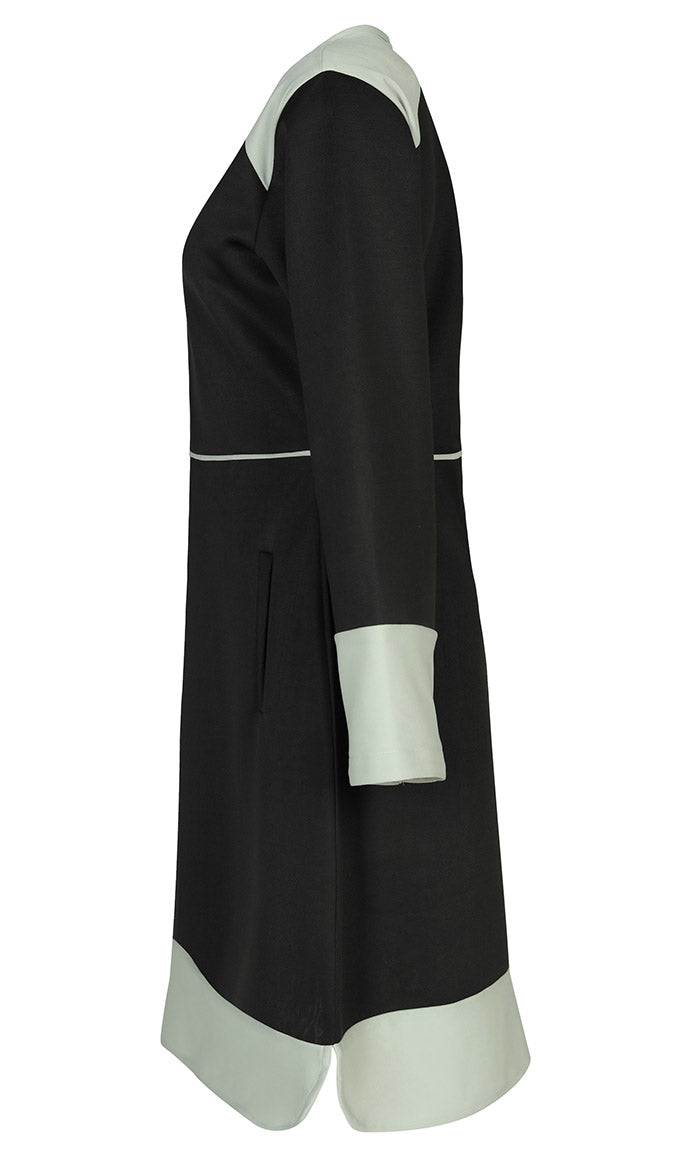 Women's Warm Black And Grey Contrasted Short Tunic - EastEssence.com