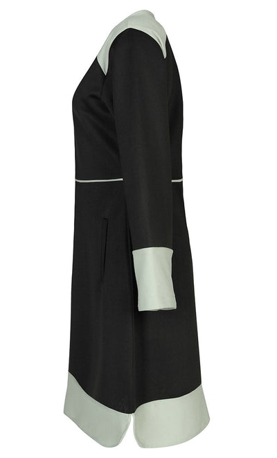 Women's Warm Black And Grey Contrasted Short Tunic - EastEssence.com