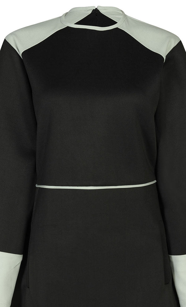 Women's Warm Black And Grey Contrasted Short Tunic - EastEssence.com