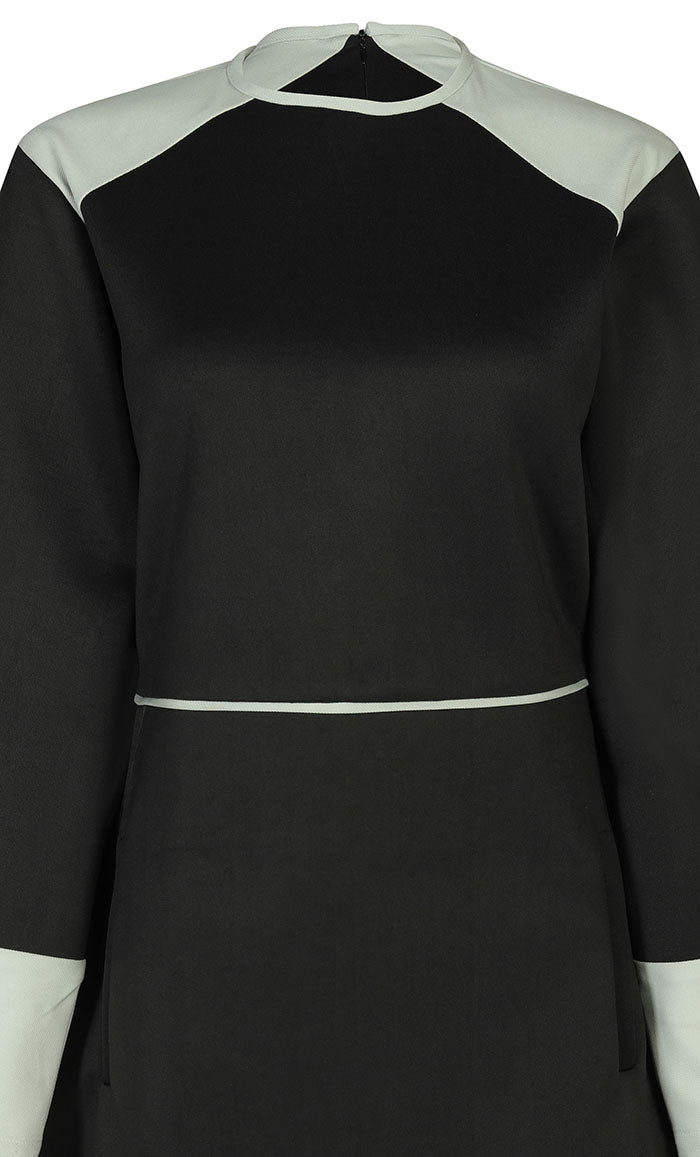 Women's Warm Black And Grey Contrasted Short Tunic - EastEssence.com