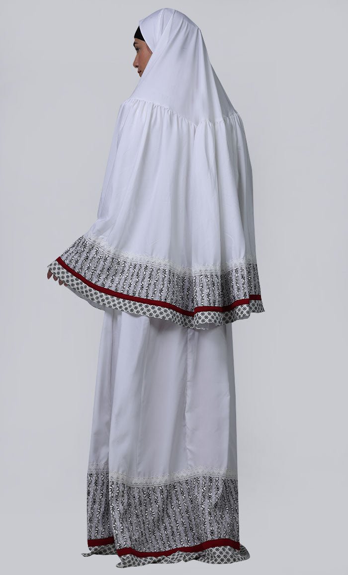 Women's White Embroidered Prayer Dress - EastEssence.com