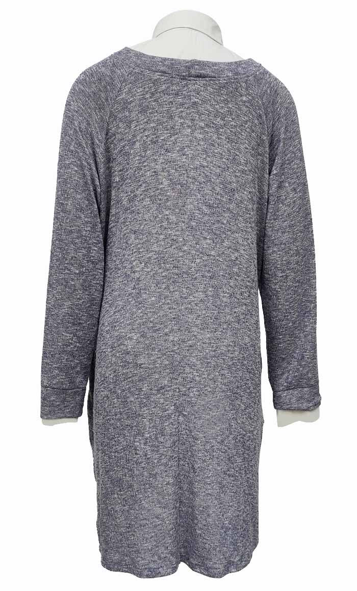 Women's White Shirt Collar Detailing Blue Textured Tunic - EastEssence.com