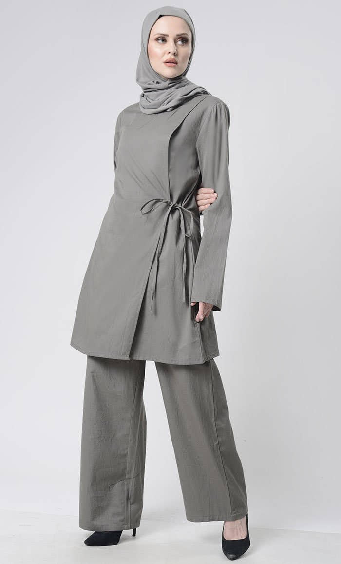 Wrap Style Tunic With Pants Set