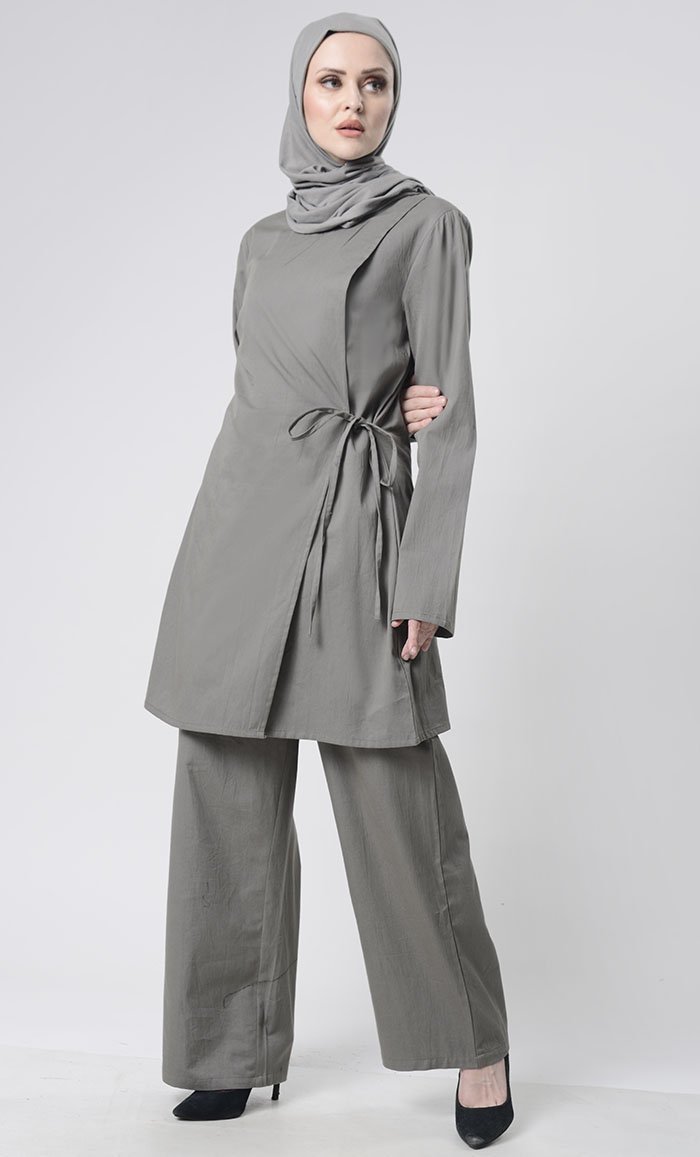 Wrap Style Tunic With Pants Set
