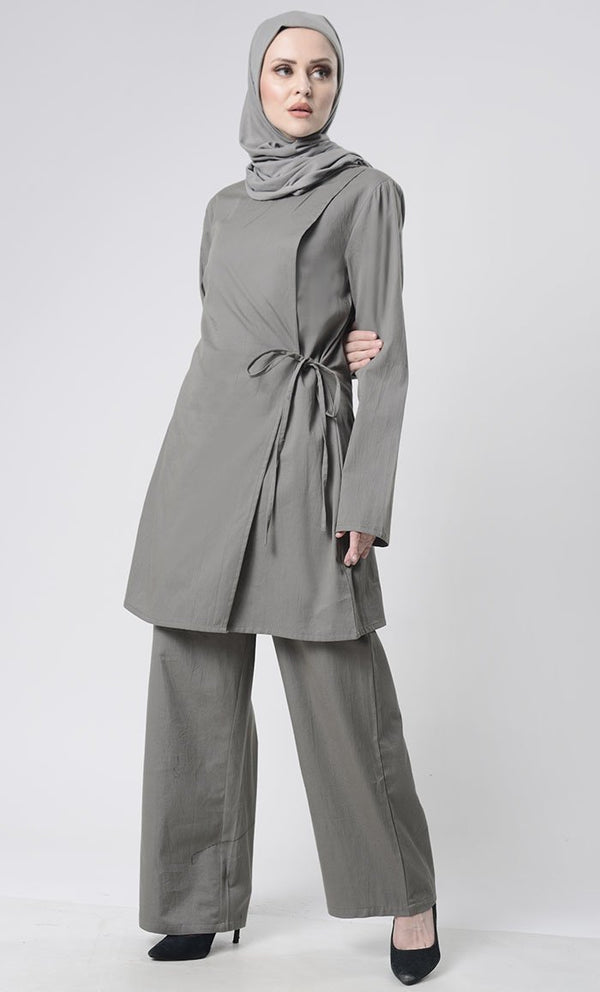 Wrap Style Tunic With Pants Set