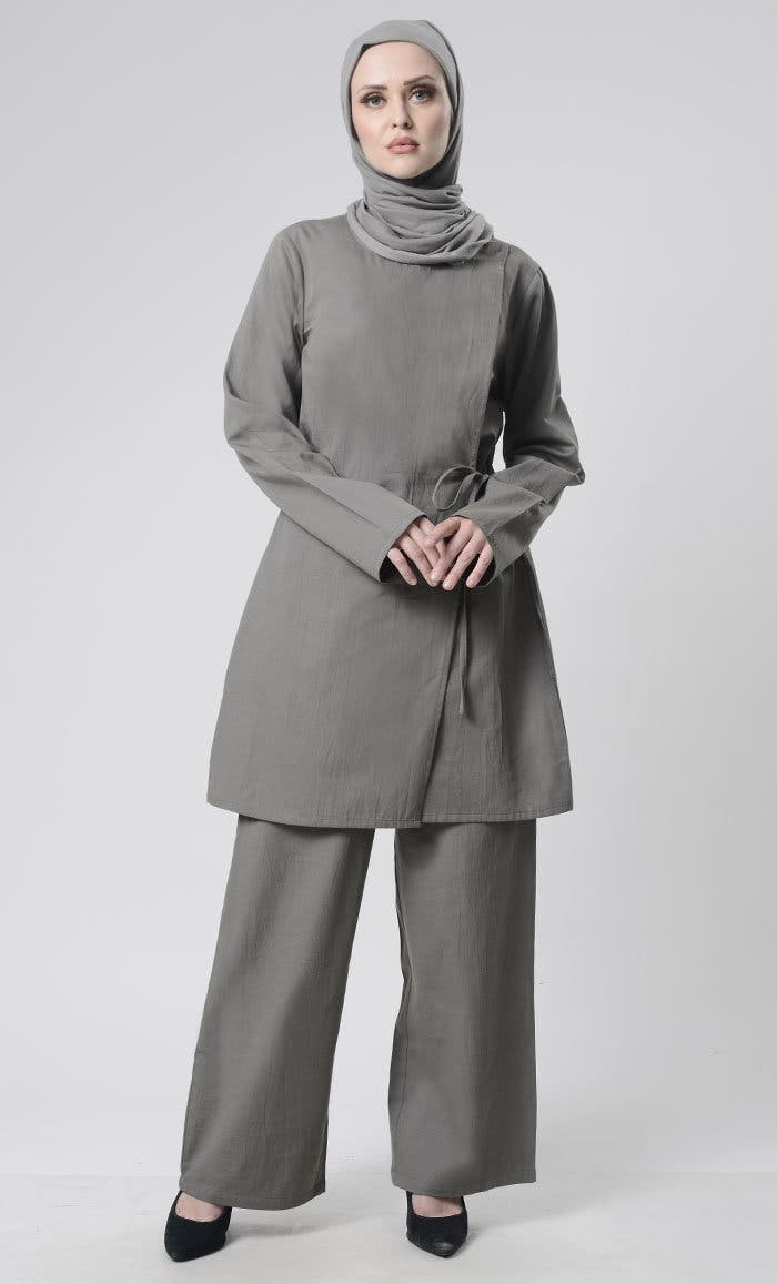 Wrap Style Tunic with Pants Set