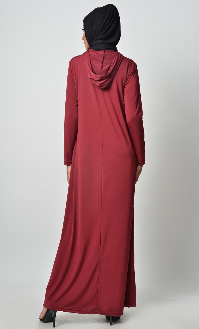 Your Casual Wear Basic Jersey Hooded Abaya - EastEssence.com