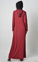 Your Casual Wear Basic Jersey Hooded Abaya - EastEssence.com