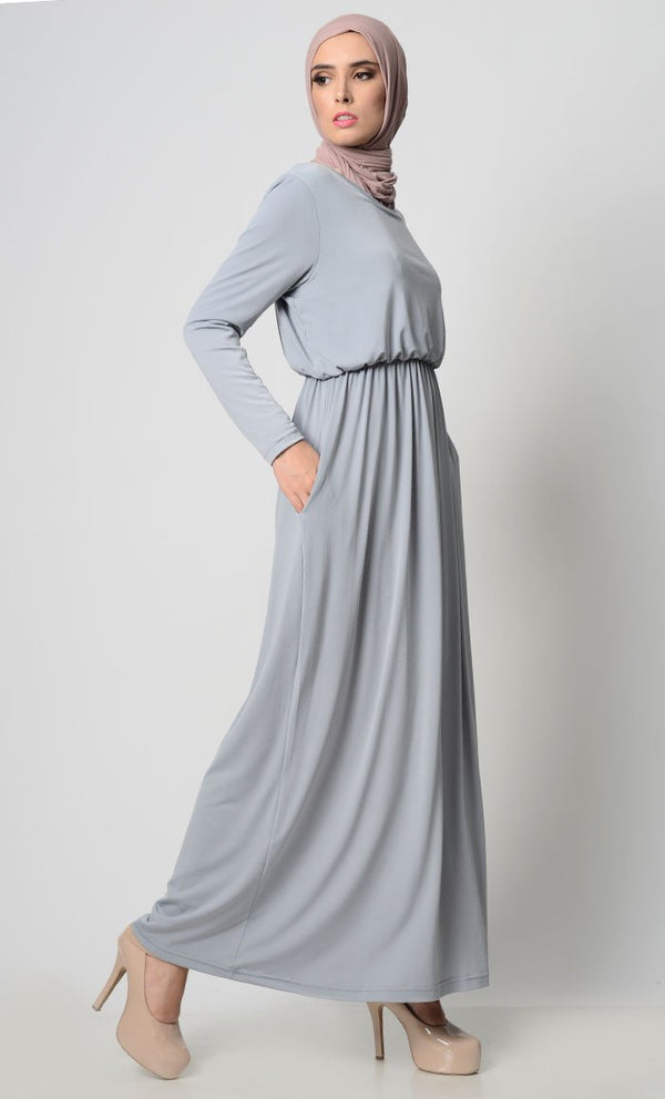 Your Perfect Everyday Abaya-Gray - EastEssence.com