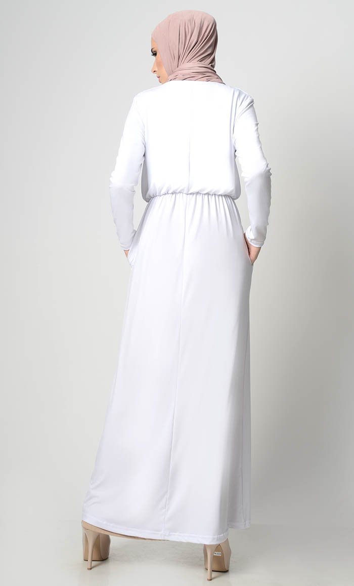 Your Perfect Everyday Abaya-White - EastEssence.com