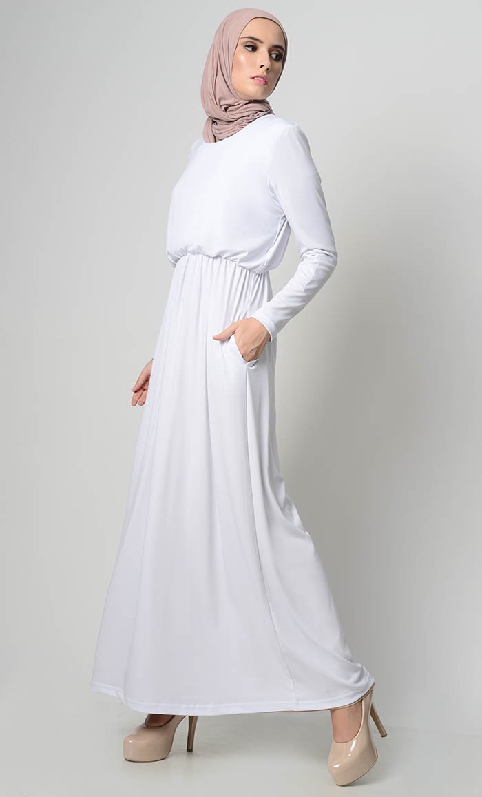 Your Perfect Everyday Abaya-White - EastEssence.com