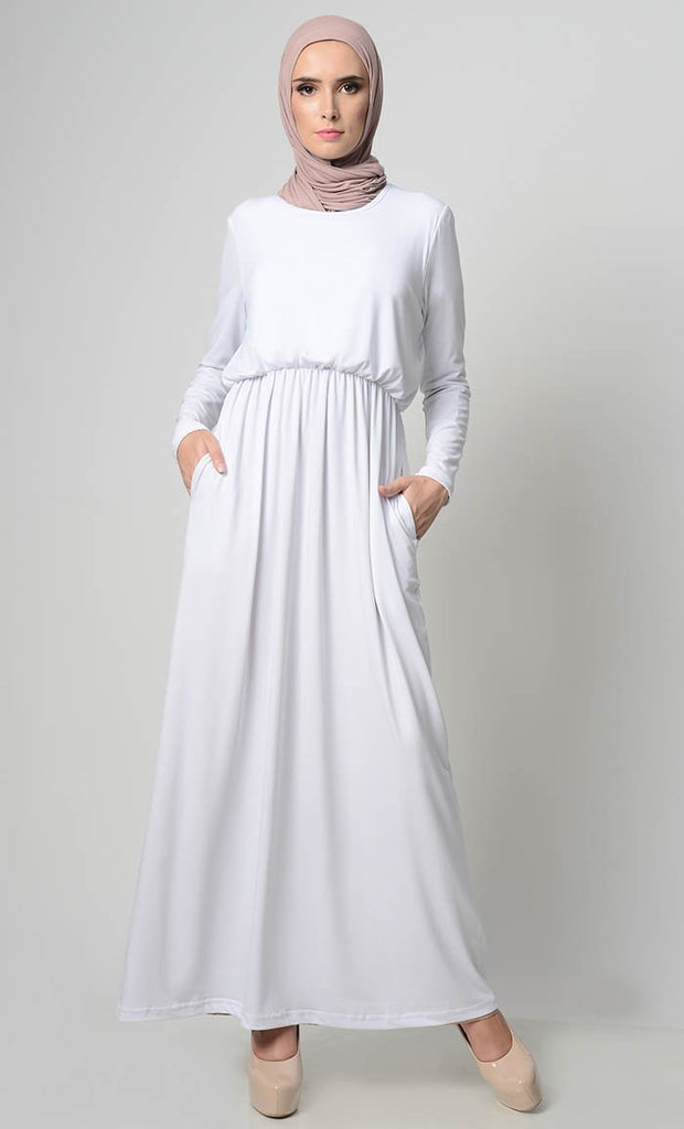 Your Perfect Everyday Abaya-White - EastEssence.com