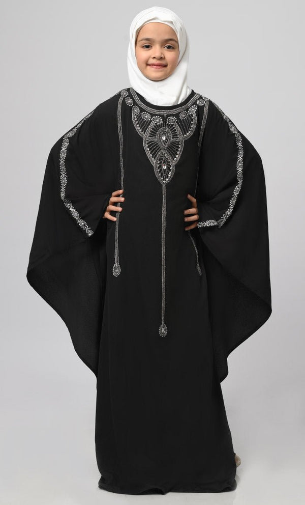 Zara Girl'S Modest Muslim Embroidered Kaftan - EastEssence.com