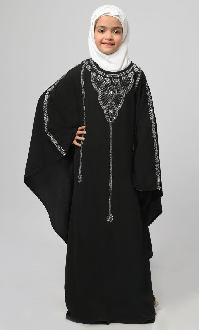 Zara Girl'S Modest Muslim Embroidered Kaftan - EastEssence.com
