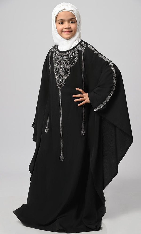 Zara Girl'S Modest Muslim Embroidered Kaftan - EastEssence.com