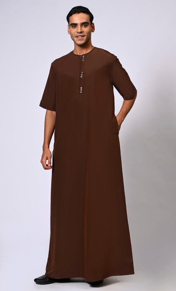 Zip-Up Men's Brown Thobe