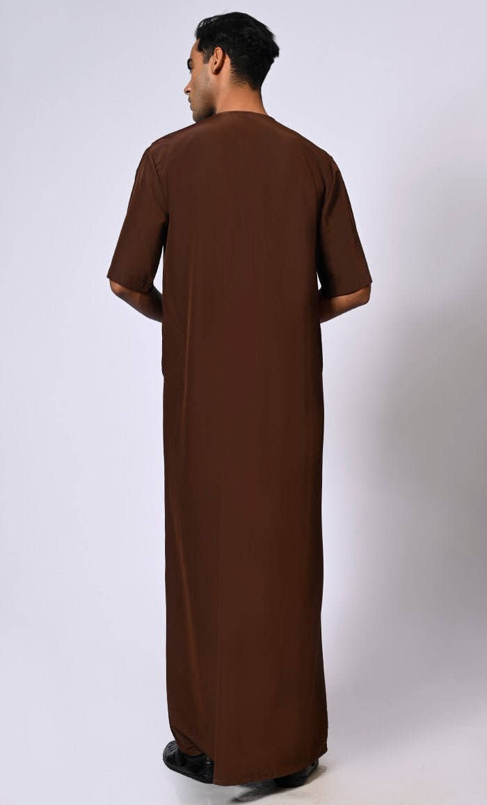 Zip-Up Men's Brown Thobe