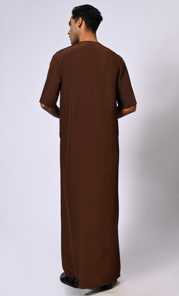 Zip-Up Men's Brown Thobe