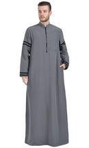 Zipper Front Grey Dishdasha
