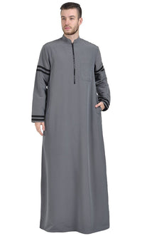 Zipper Front Grey Dishdasha