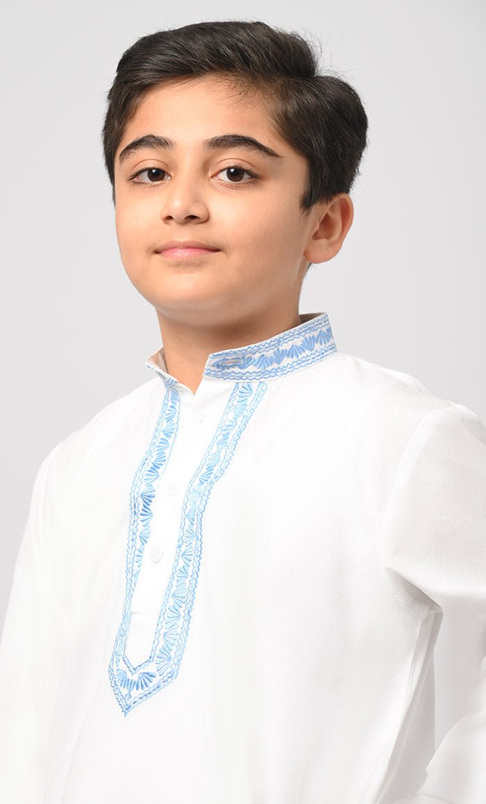 Muslim Boys Embroidered Thread Detailing Thobe